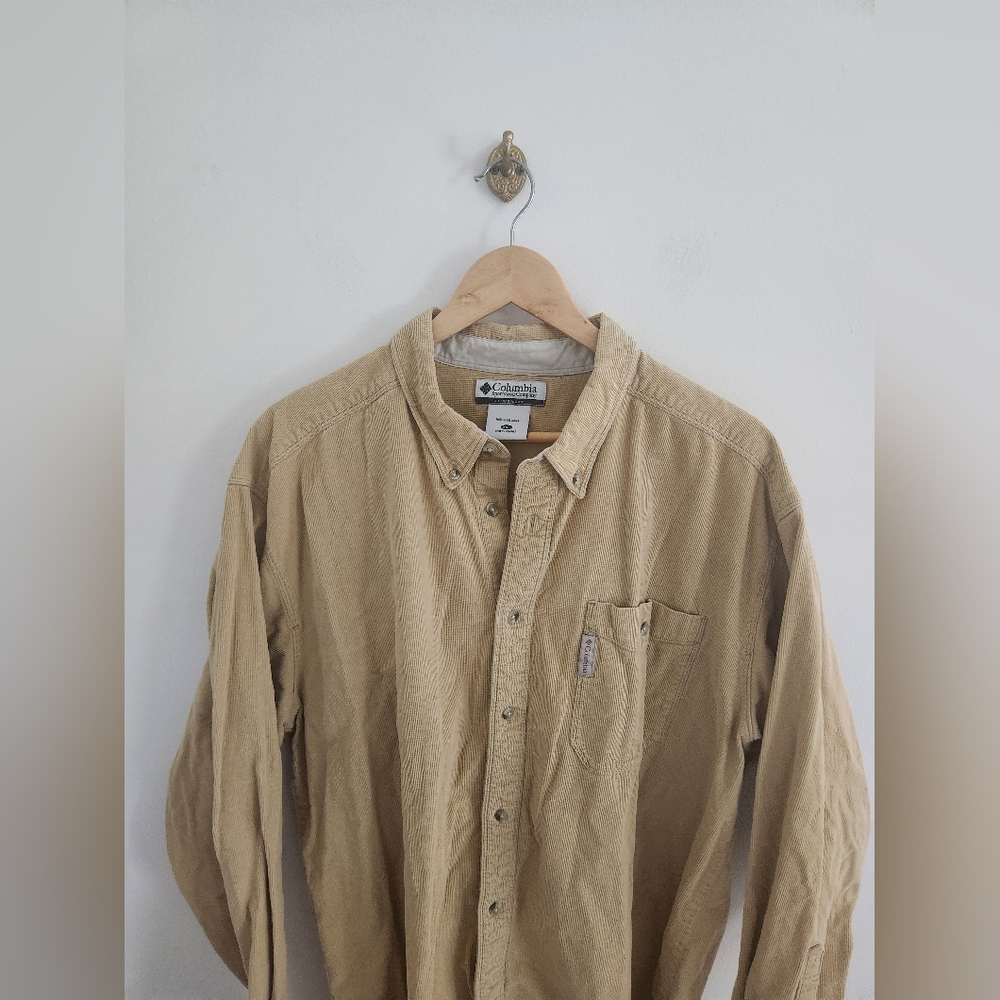 Columbia Corduroy Muted Yellow Button Down Shirt Size XXL can fit XL
